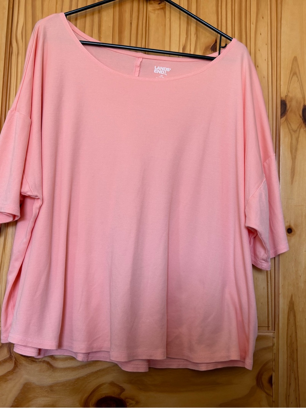 Lands' End Light salmon Scoop Neck Short Sleeve Top
